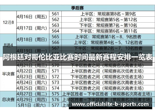 阿根廷对哥伦比亚比赛时间最新赛程安排一览表